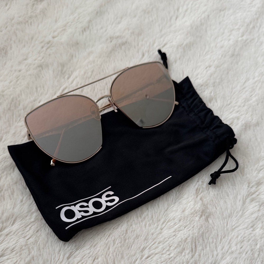 ASOS Gold Frame Sunglasses with Pink-Gray Lenses